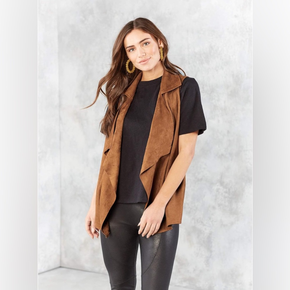 Mud Pie Demi Suede Tan Vest Loose Fitting Size M/L